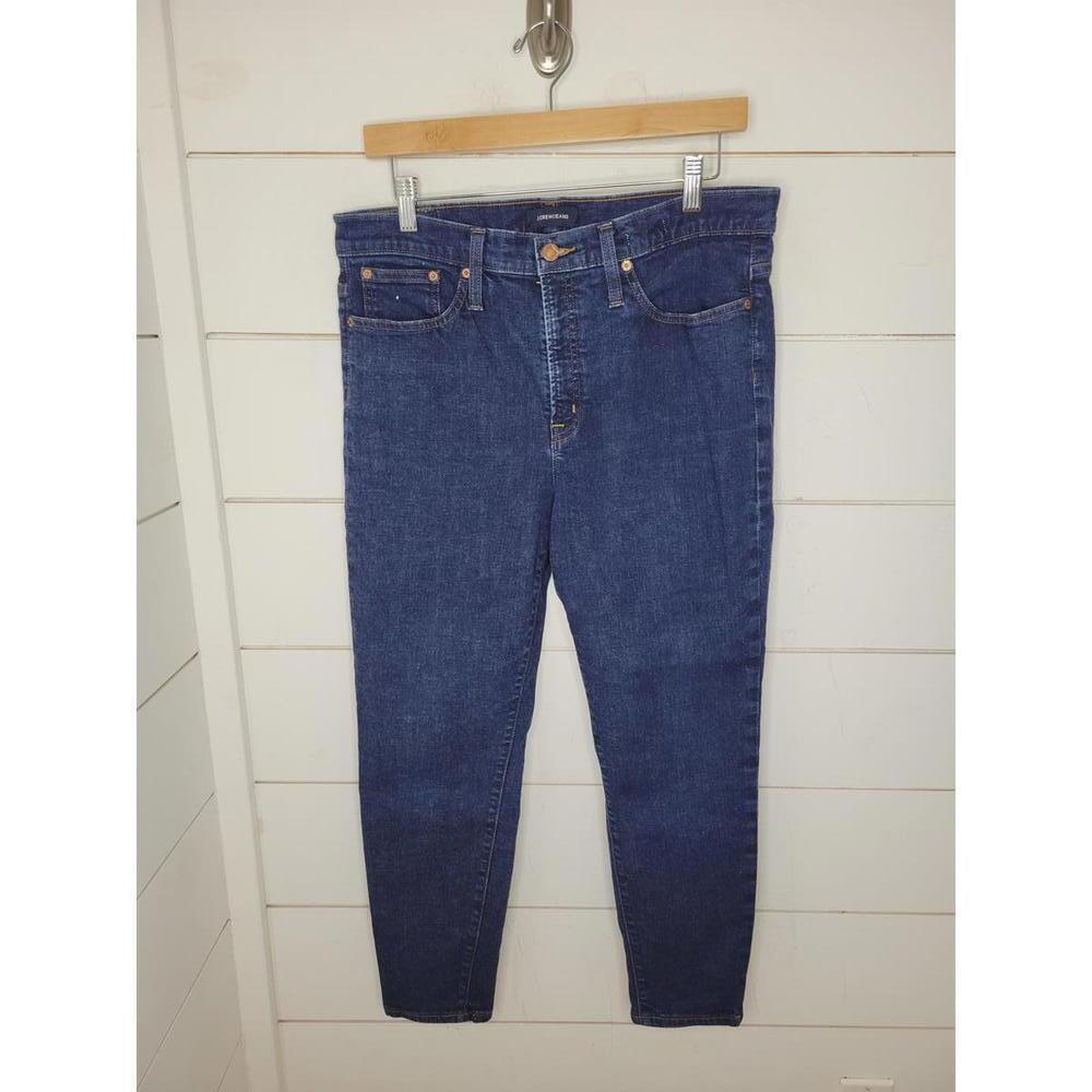 J Crew size 32P darker blue wash denim 9" high-rise toothpick jeans